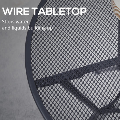 Outsunny 60cm Round Garden Dining Table Metal Outside Bistro Table with Mesh Tabletop for Garden Balcony Deck, Dark grey
