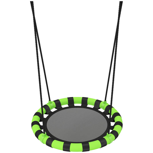 AIYAPLAY 60cm Diameter Kid Nest Swing Seat with Height Adjustable Ropes, for Outdoor, Indoor, Black/Green