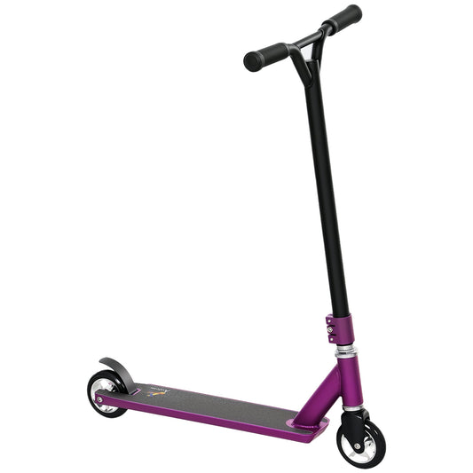 HOMCOM Stunt Scooter, 360 Entry Level Tricks Scooter w/ Lightweight Aluminium Deck and ABEC 7 Bearing, For Age 14+ Beginners, Purple