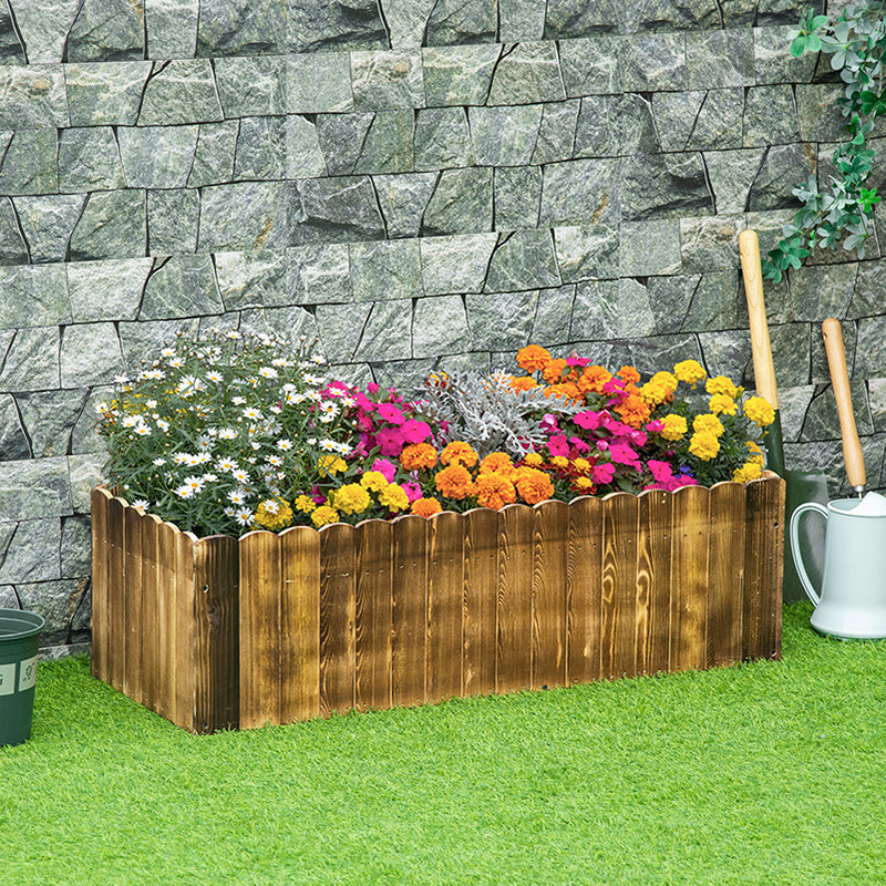 Outsunny 109L Raised Garden Bed, Wooden Rectangle Planter Box, Outdoor Herb Vegetable Flower Pot (100L x 40W x 30H cm)