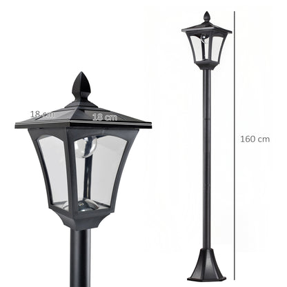 Outsunny Outdoor Garden Solar Post Lamp Sensor Dimmable LED Lantern Bollard Pathway 1.6M Tall √¢‚Ç¨‚Äú Czarny