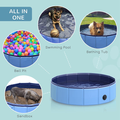 PawHut Pet Swimming Pool, Foldable, 80 cm Diameter-Blue