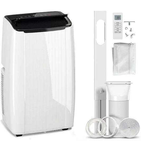 HOMCOM 14000 BTU 5-in-1 Portable Air Conditioner with Cool, Heat, Dehumidifier, Fan, Sleep, WiFi Voice Control, White