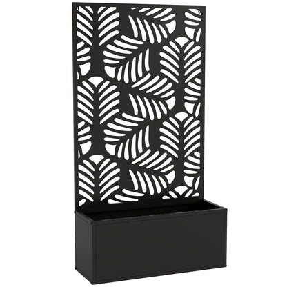 Outsunny Metal Garden Bed for Garden with Trellis, Wall Mounted or Freestanding Raised Planter with Privacy Screen