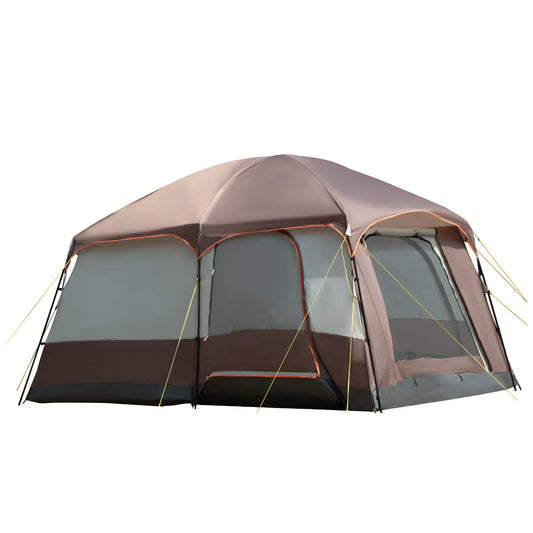 Outsunny 3-4 Man Two Room Camping Tent Dome Tent with Vestibule, UV50+ Cabin Tent with 3000 mm Water Column, Groundsheet, Portable Carry Bag, for Travel, Hiking, Sport