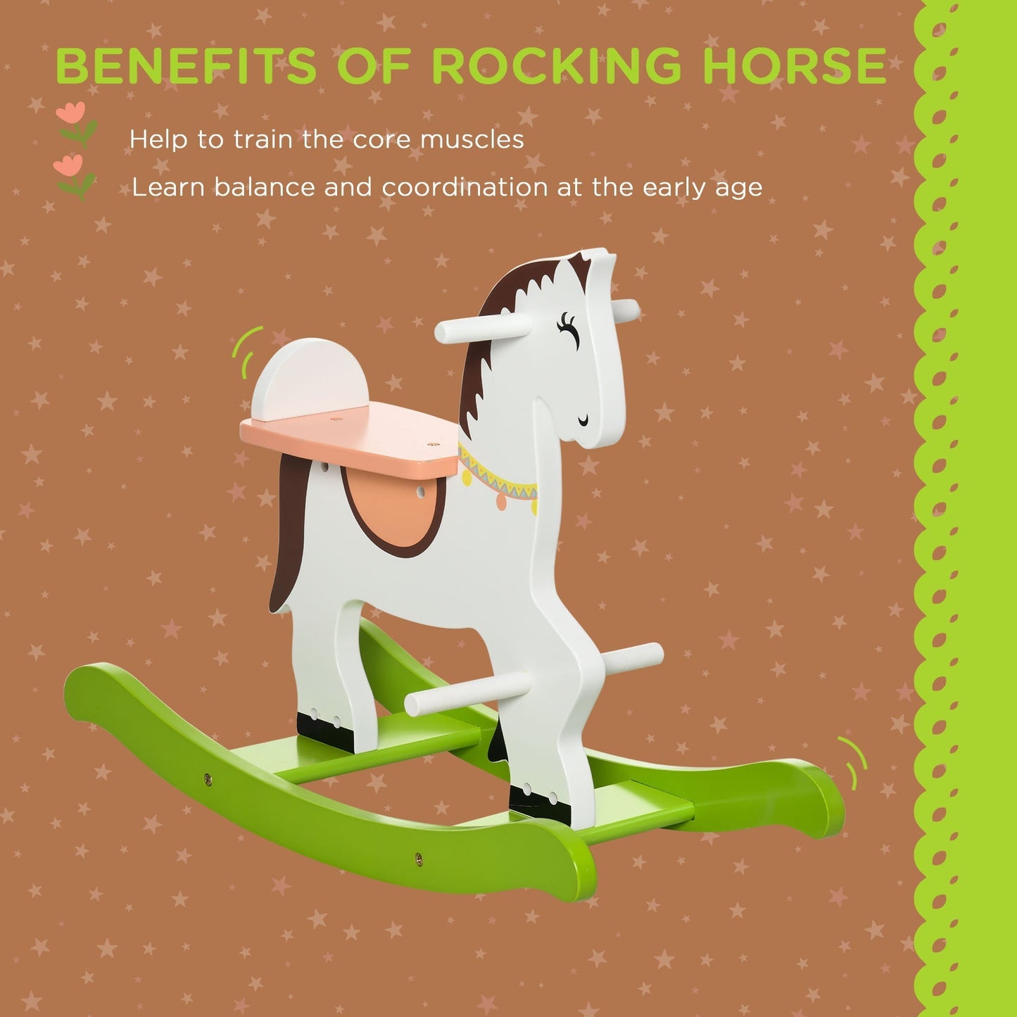 Rocking Horse Ride Toy with Handlebar Pedal, 68 x 27 x 50cm, Multicoloured