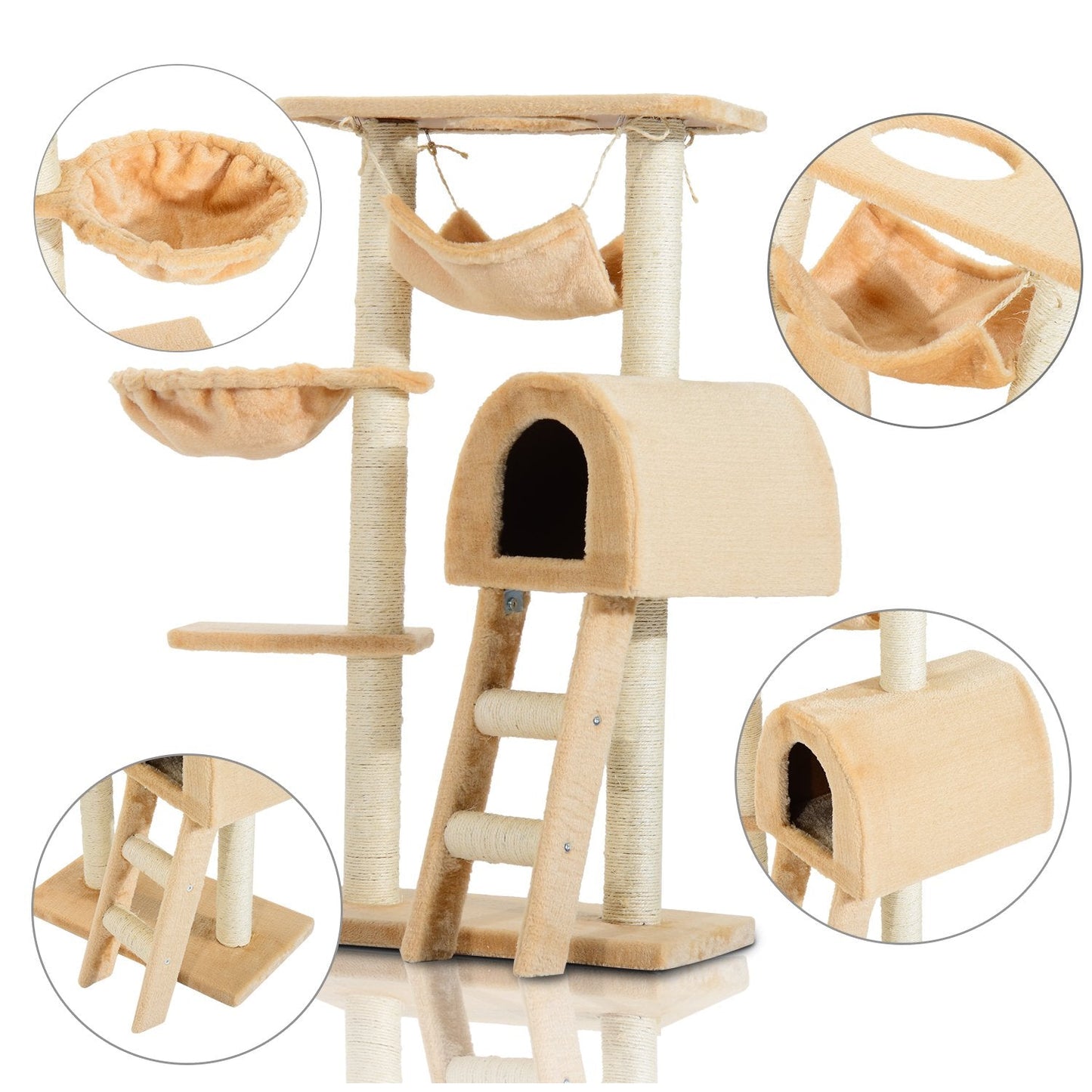 PawHut Cat Tree Kitten Activity Centre Scratch Scratching Scratcher Climber Post Rest Bed Toy 100cm