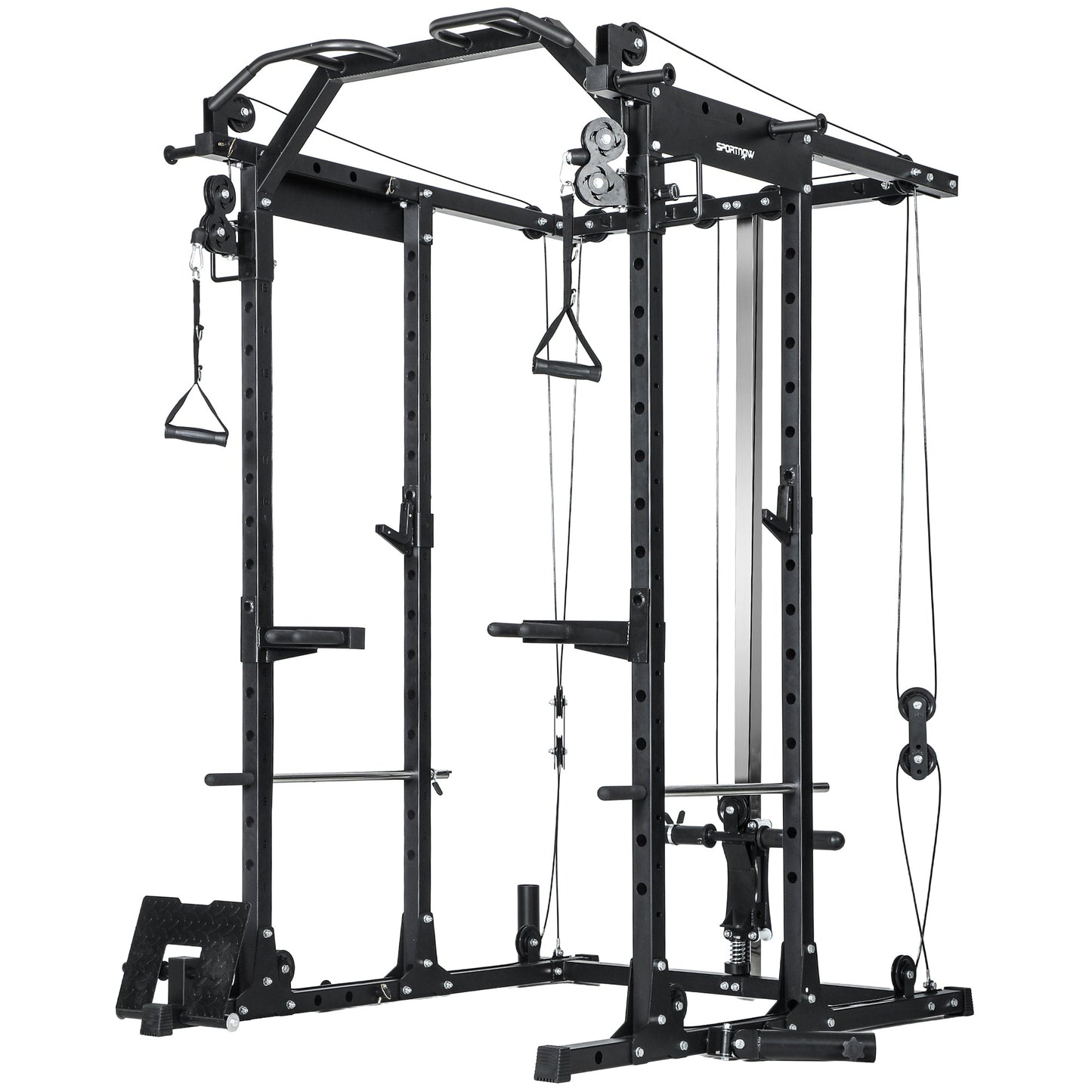 SPORTNOW Lat Pull-Down Home Gym Machine with Cable Crossover for Home Strength Training, Black