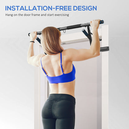SPORTNOW Pull-Up Bar, No-Drilling Chin-Up Bar, Push-Up Stand with Resistance Bands, Padded Handles for Home Gym Exercise, Blue