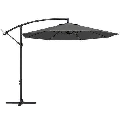 Outsunny 3 m Overhanging Cantilever Parasol, with Cross Base - Black