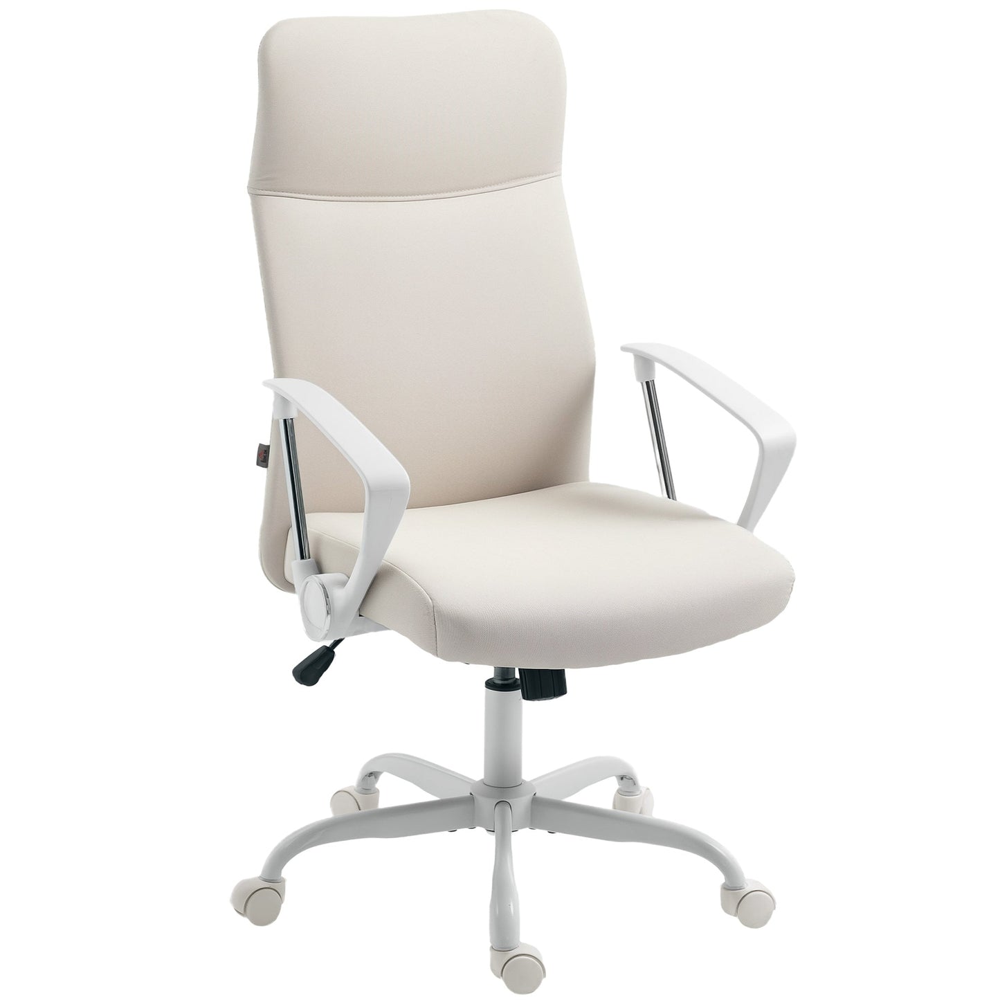Krzesło biurowe HOMCOM Fabric High Back - kremowo-białe