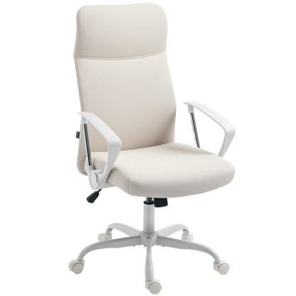 Krzesło biurowe HOMCOM Fabric High Back - kremowo-białe