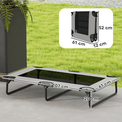 PawHut Portable Raised Dog Bed, Elevated Pet Cot with Breathable Mesh for Indoor Outdoor, for Large Dogs, Light Grey