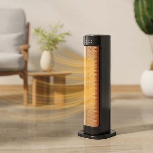 HOMCOM 2000W Ceramic Electric Heater with 3 Heat Settings, Timer - Black