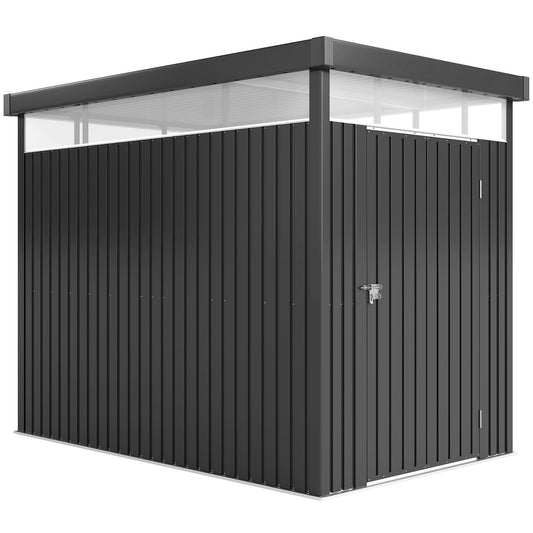 Outsunny 5,3 x 8,5ft ocynkowana stalowa szopa ogrodowa, metalowa szopa z oknami dachowymi, otworami zapobiegającymi przeciekom i zamykanymi szerokimi drzwiami do przechowywania narzędzi na patio