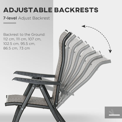 Outsunny Set of Two Folding Garden Chairs, with Seven-Position Adjustable Backs - Brown