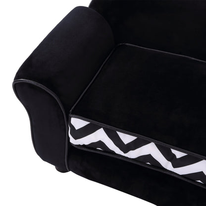 PawHut Dog Sofa Chair with Legs, Pet Couch with Soft Cushion Removable Cover for Small Dogs Cats, Black, 73.5 x 41 x 33 cm