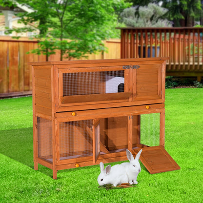 PawHut Rabbit Cage, 100 cm H-Sauce yellow