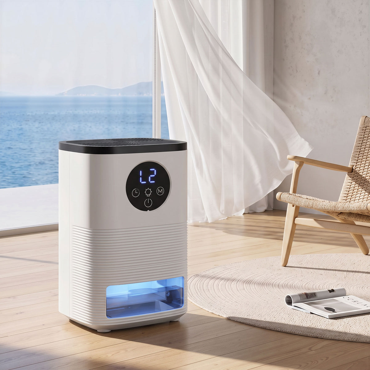 HOMCOM 300mL/Day Small Dehumidifier, RGB Mood Lights, Continuous Drainage, 24H Timer, LED Display, Dehumidifier for Home Damp