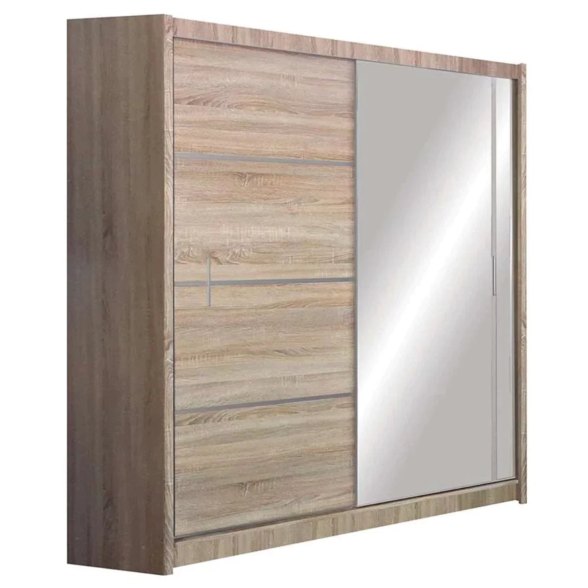 Broadland Sliding Door 180cm Wardrobe with Mirror - Sonoma, White, Black