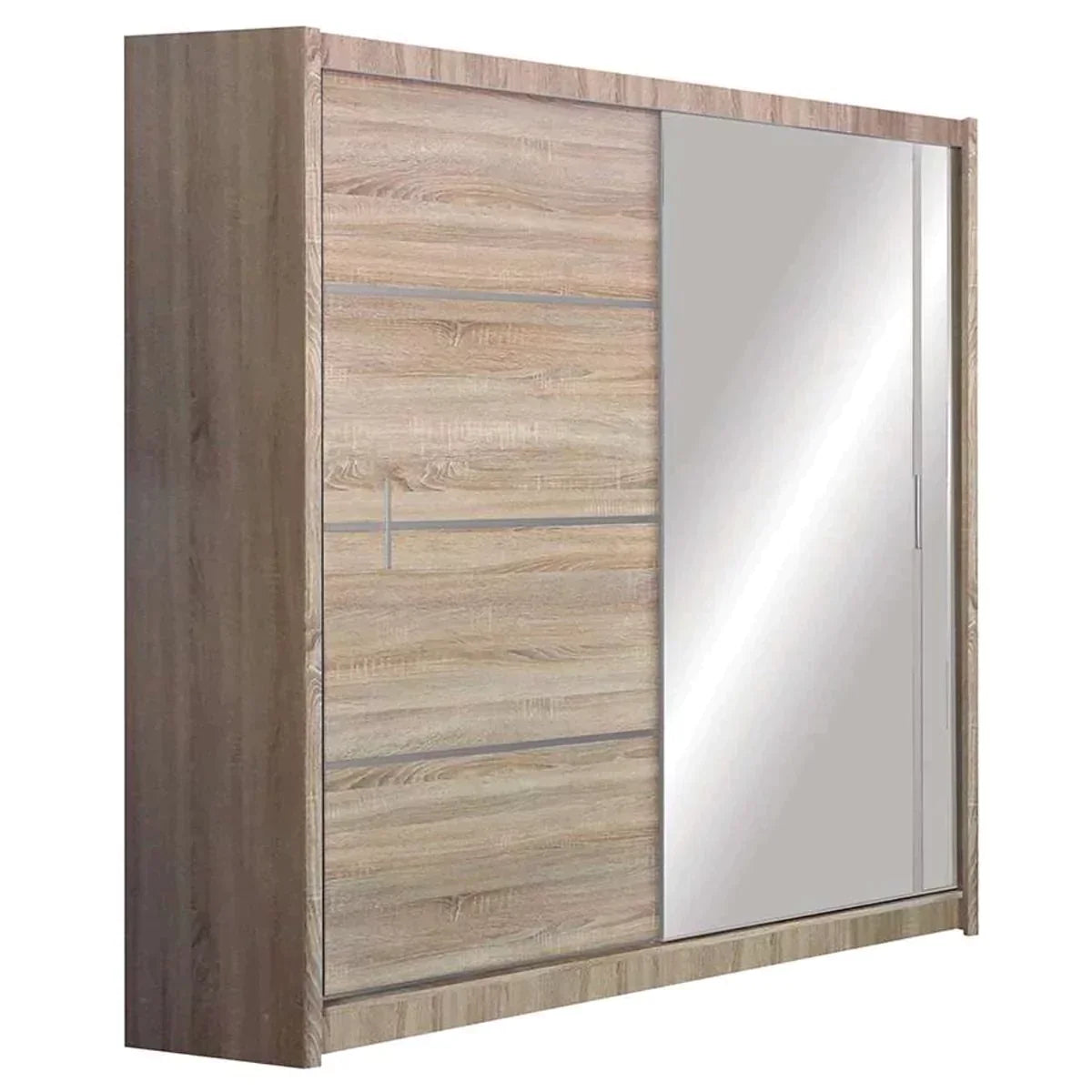 Broadland Sliding Door 180cm Wardrobe with Mirror - White, Black, Sonoma