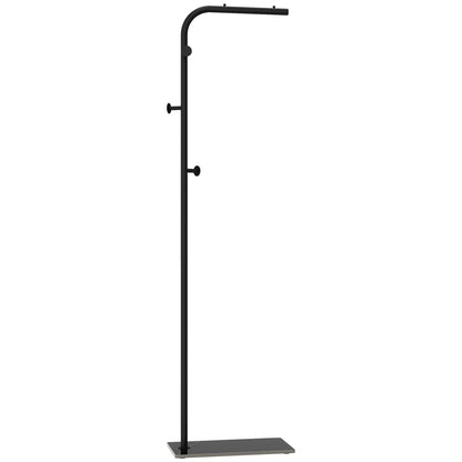 HOMCOM Clothing Rack with 3 Side Hooks, Garment Rack with Marble Base, 45 x 25 x 169 cm, for Bedroom, Bathroom, Black