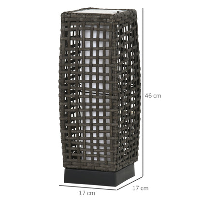 Outsunny Outdoor Rattan Solar Lantern, Brushed PE Wicker Patio Garden Lantern wtih Auto On/Off Solar Powered LED Lights for Indoor & Outdoor Use, Porch, Yard, Lawn, Courtyard, Grey