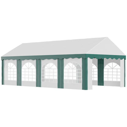 Outsunny 8 x 4m Garden Gazebo with Sides, Galvanised Marquee Party Tent with Eight Windows and Double Doors, for Parties, Wedding and Events