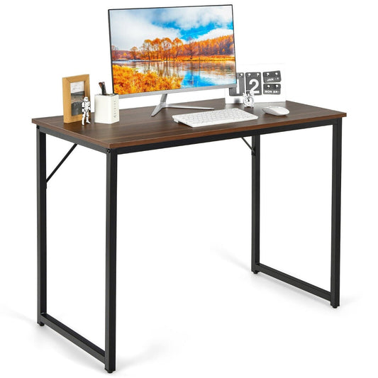 100x50x75cm Wooden Computer Desk for Home Office Bedroom-Walnut