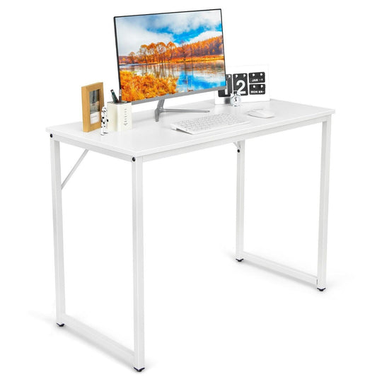 100x50x75cm Wooden Computer Desk for Home Office Bedroom-White