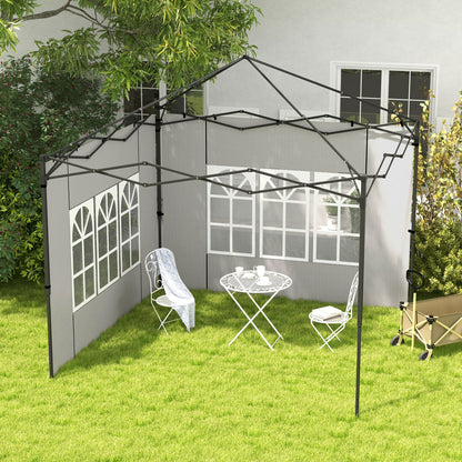 Outsunny Gazebo Side Panels, Sides Replacement with Window for 3x3(m) or 3x6m Gazebo Canopy, 2 Pack, White