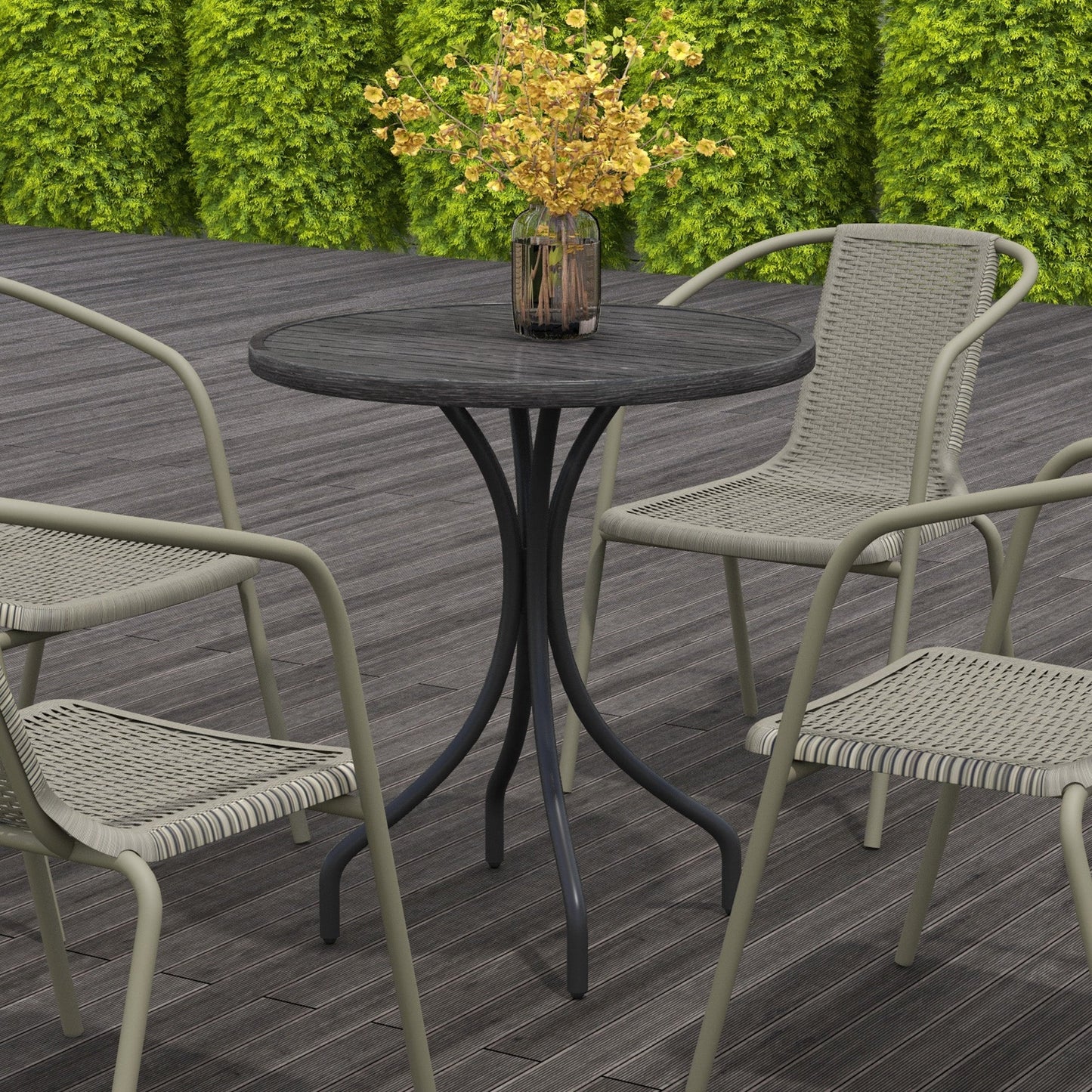 Outsunny 66cm Galvanised Steel Garden Table - Grey