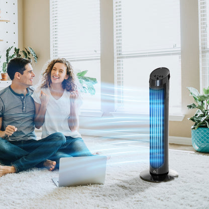 HOMCOM Tower Fan for Bedroom Cooling, 30 Inch Electric 70Â° Oscillating Fan with 3 Speed Settings, Standing Floor Fan for Home Office Indoor, Black