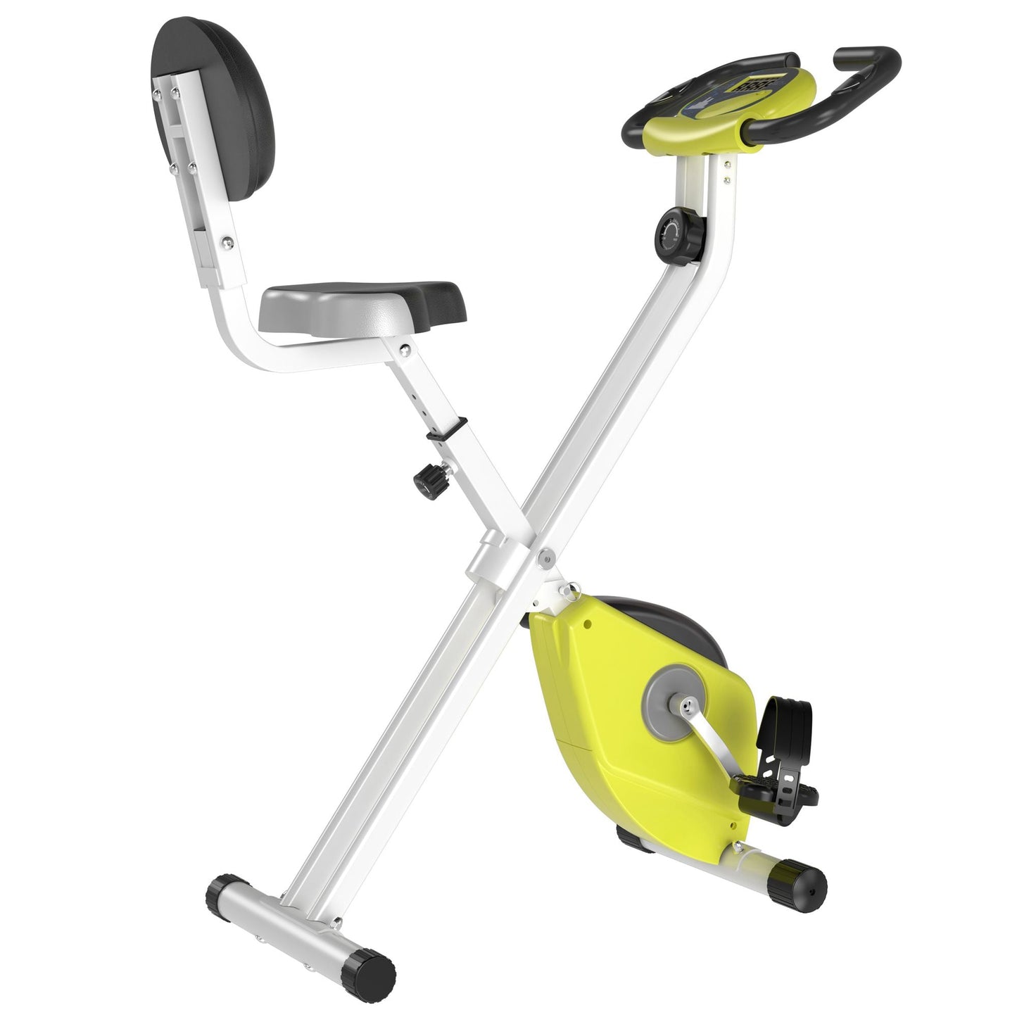 Steel Manual Stationary Bike Resistance Exercise Bike w/ LCD Monitor Yellow