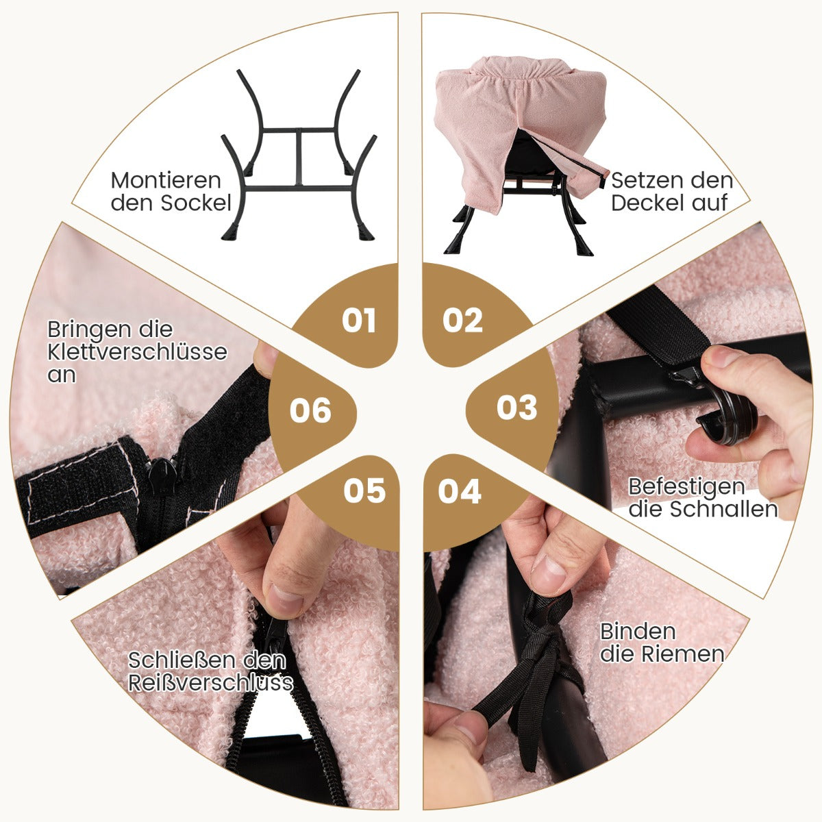 Modern Accent Chair with Folding Footrest and Head Pillow-Pink