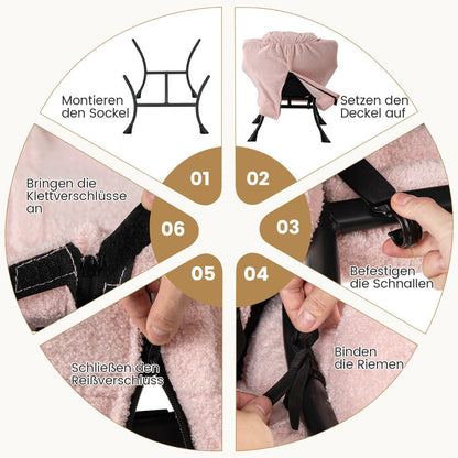 Modern Accent Chair with Folding Footrest and Head Pillow-Pink