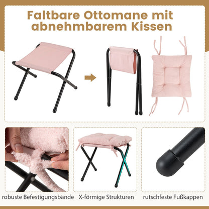 Modern Accent Chair with Folding Footrest and Head Pillow-Pink