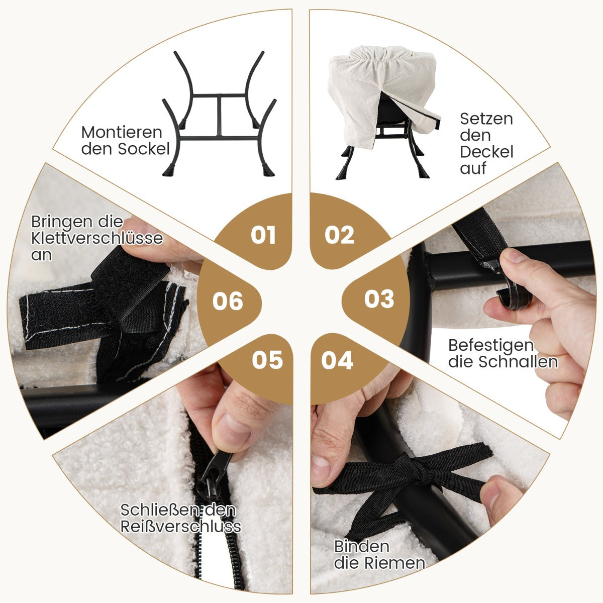 Modern Accent Chair with Folding Footrest and Head Pillow-Beige