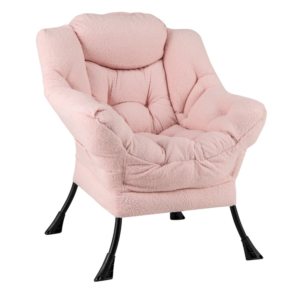 Sherpa UpholsteredAccent Chairwith Cozy Head Pillow-Pink