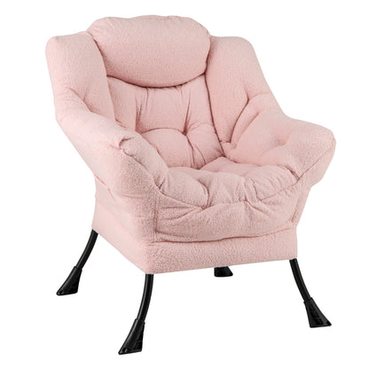 Sherpa UpholsteredAccent Chairwith Cozy Head Pillow-Pink