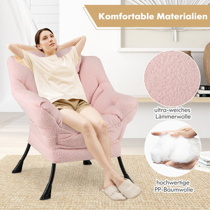 Sherpa UpholsteredAccent Chairwith Cozy Head Pillow-Pink