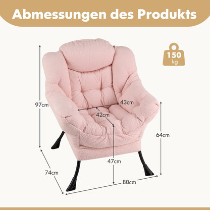 Sherpa UpholsteredAccent Chairwith Cozy Head Pillow-Pink