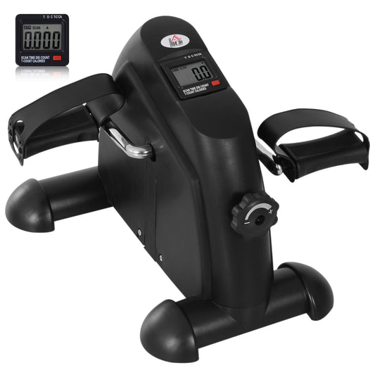 HOMCOM Mini rower treningowy, przenośny pedałowy rower treningowy, rower pod biurko z wyświetlaczem LCD do treningu nóg i ramion, czarny
