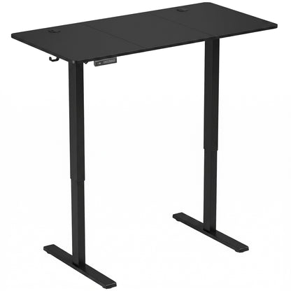 HOMCOM Standing Desk Memory Control Height Adjustable Desk 2 Cable Holes LED Display Sit Stand Desk Black