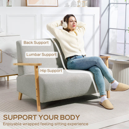 HOMCOM Mała Sofa 2-osobowa z tkaniny Sherpa - Jasnoszara