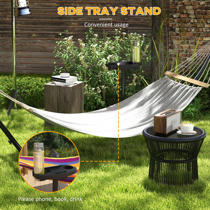 9.4ft Hammock Stand With Side Tray Stand, Steel Frame Net Support For String, Brazilian, Flat, Rope Style Hammocks - Black