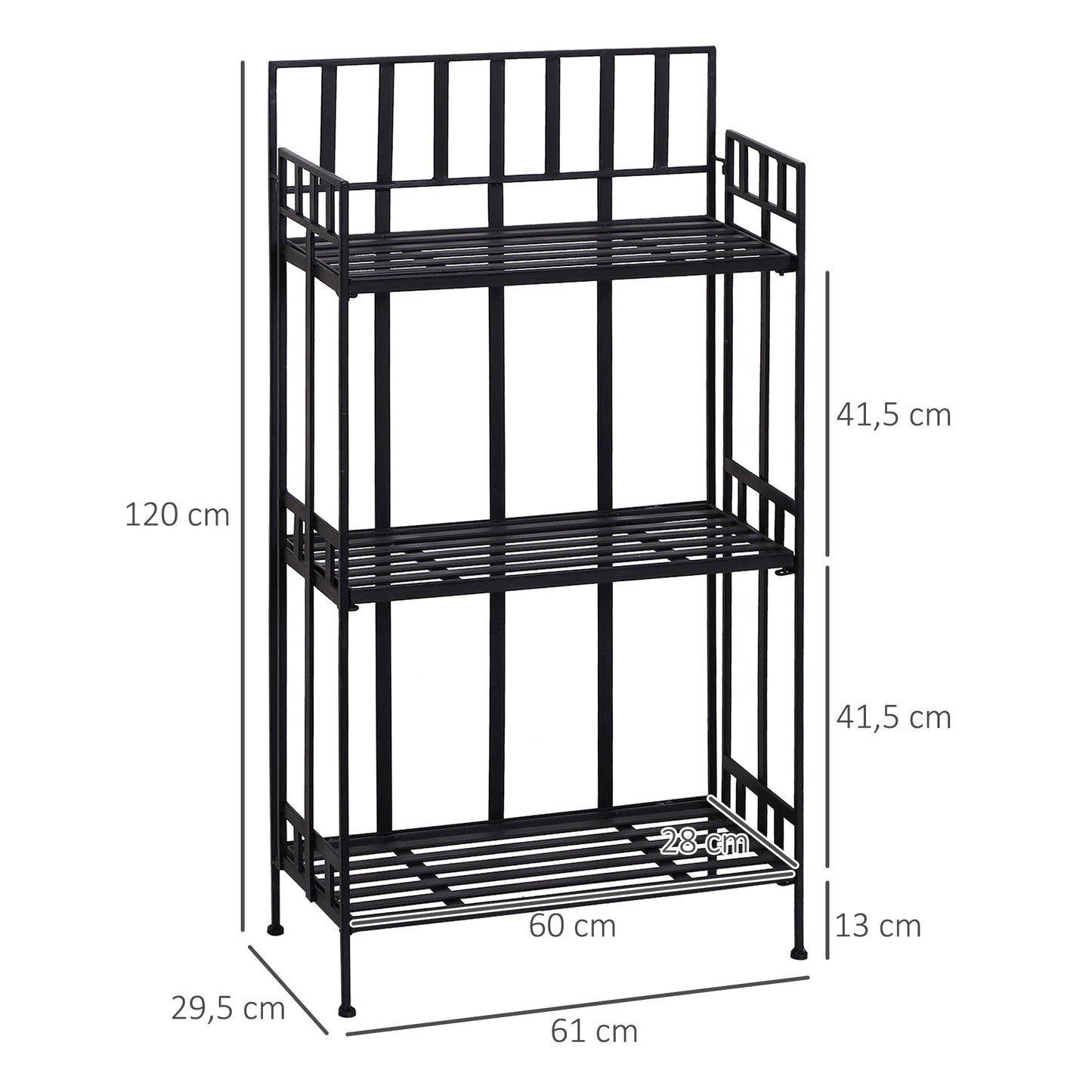 Outsunny Retro 3-Tier Garden Plant Stand Plant Shelf Metal Flower Display Rack Bookshelf Bathroom Shelf