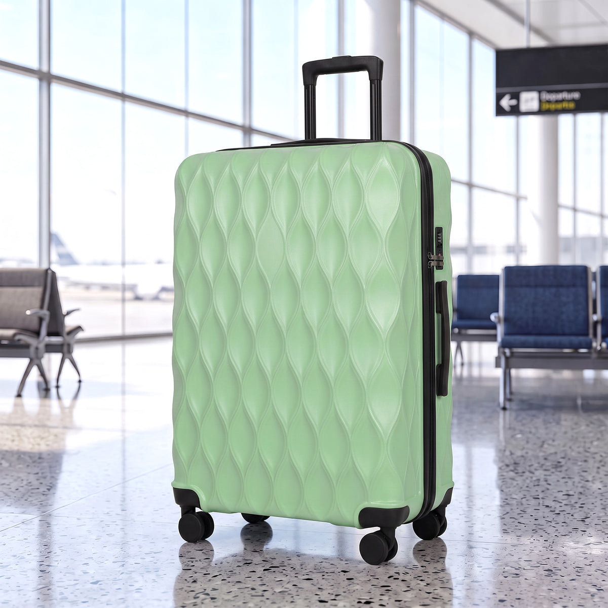 HOMCOM 30Inch 77cm Suitcase, ABS Hard Shell Checked Luggage with TSA Lock, Spinner Wheels, Telescopic Handle, Green