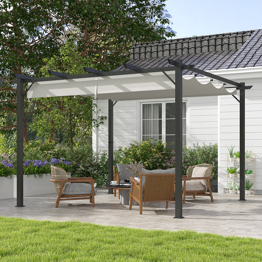 Outsunny 3 x 3(m) aluminiowa pergola markiza altana zewnętrzna osłona przeciwsłoneczna namiot imprezowy grill, jasnoszary