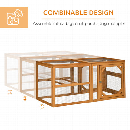 PawHut Wooden Chicken Coop with Perches, Doors, Combinable Design, for 2-4 Chickens - Natural Wood Colour